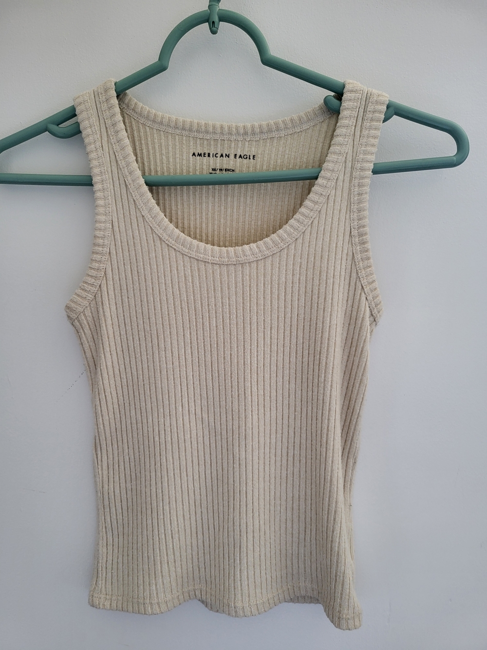 American Eagle Outfitters Ribbed Cream Tank Top